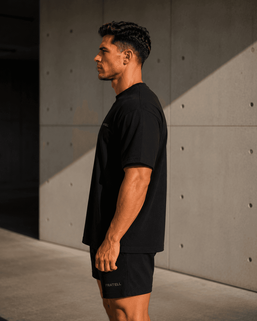 FRATELL Oversized Athletic Tee Herren Schwarz – Detailansicht