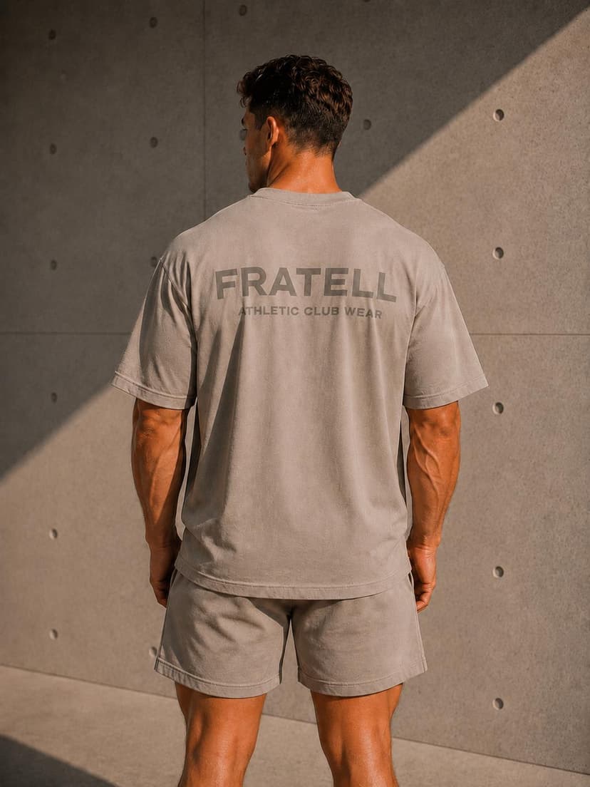 FRATELL Oversized Athletic Tee Herren Beige – Rückenansicht