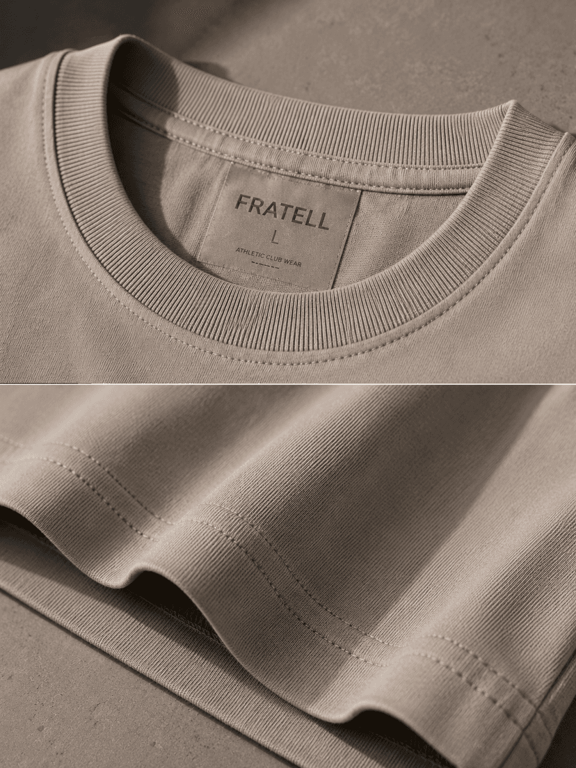 FRATELL Oversized Athletic Tee Herren Beige – im Gym getragen
