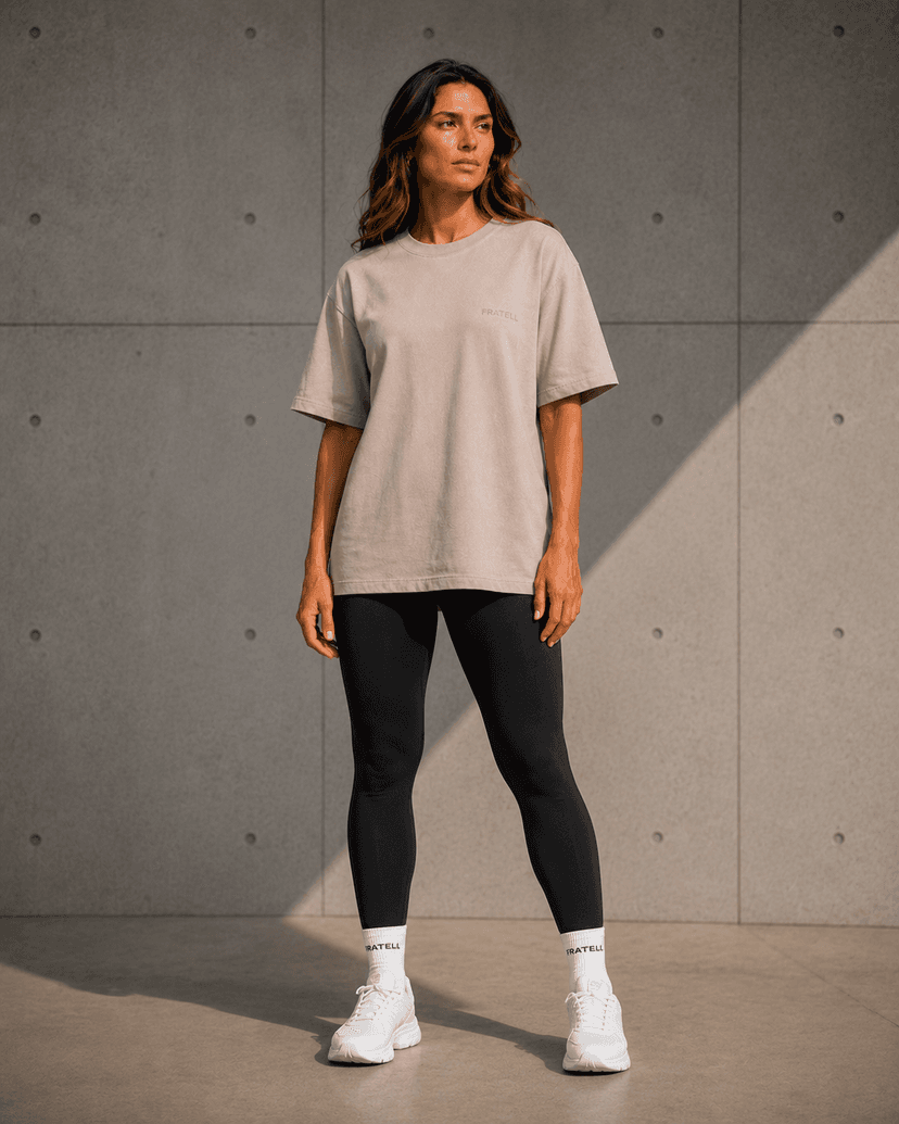 FRATELL Oversized Athletic Tee Damen Sand – Frontansicht