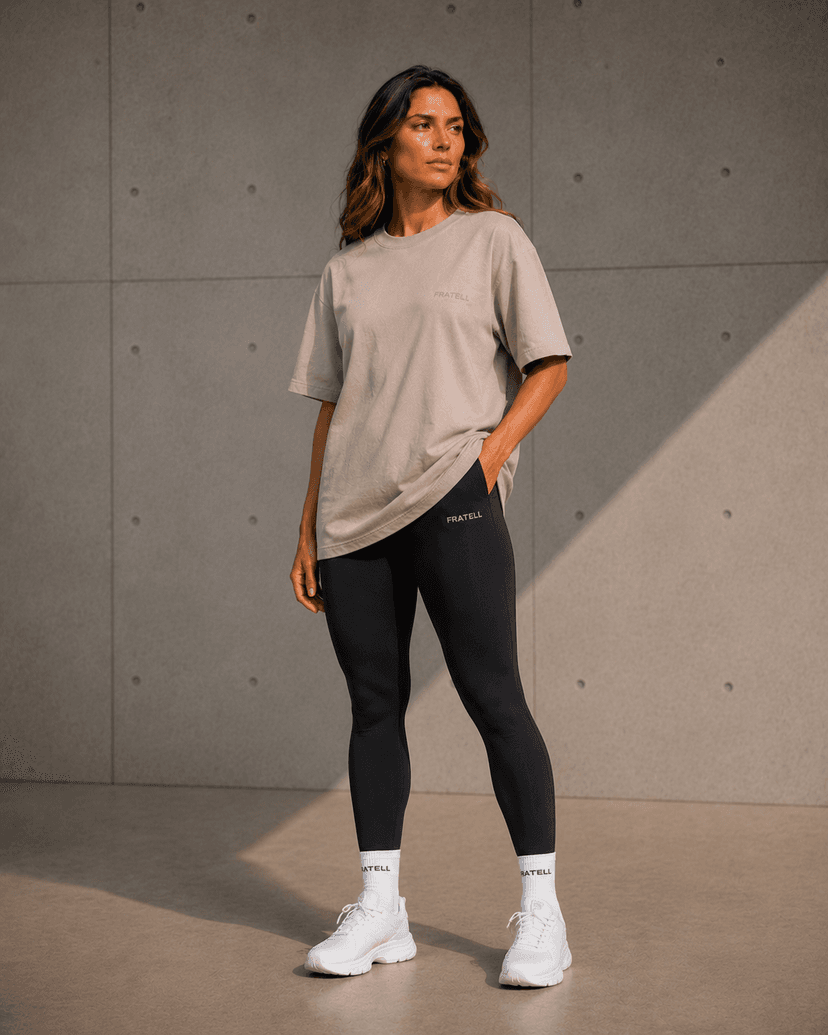 FRATELL Oversized Athletic Tee Damen Sand – Detailansicht