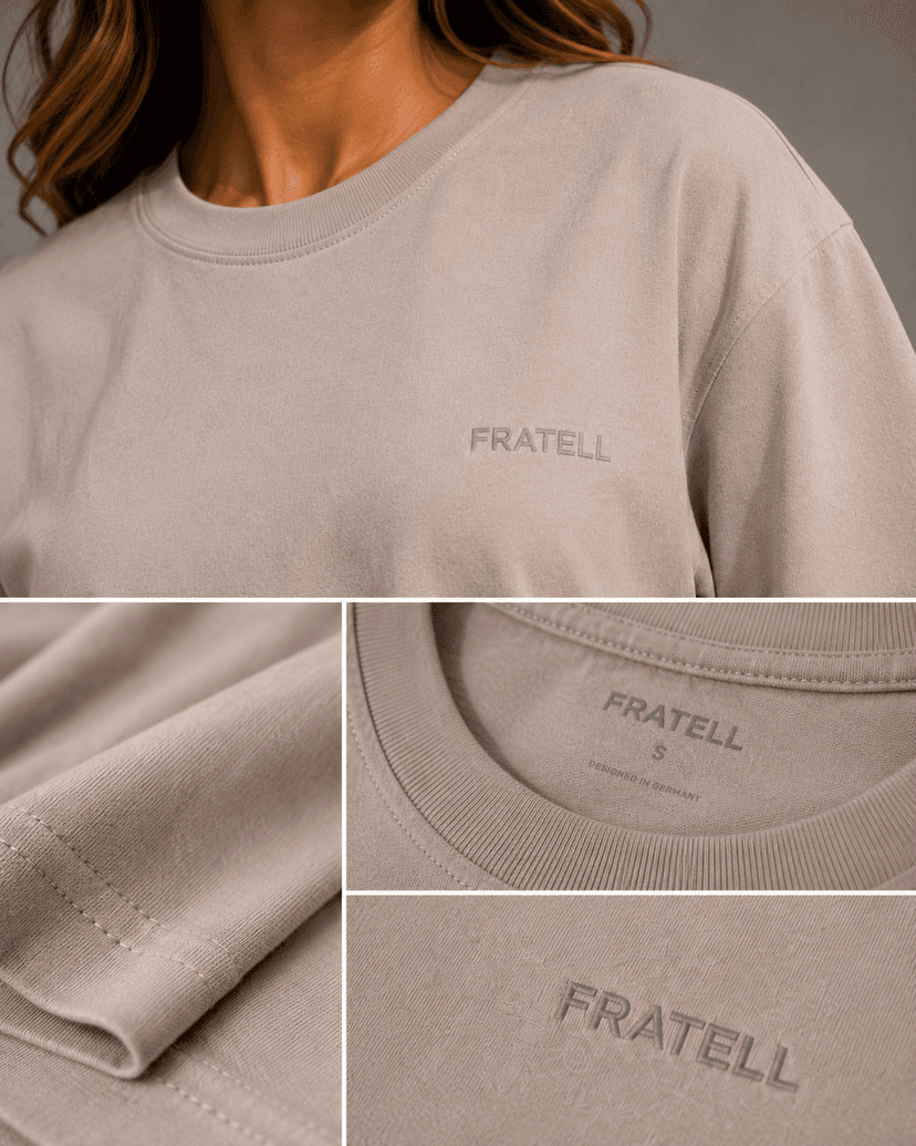 FRATELL Oversized Athletic Tee Damen Sand – Rückenansicht