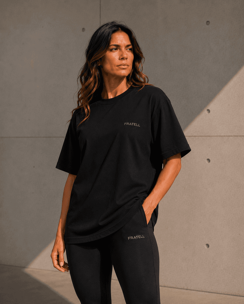 FRATELL Oversized Athletic Tee Damen Beige – Detailansicht